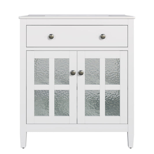 Bathroom Vanity With Ceramic Sink, Adjustable Shelf & Tip Out Tray