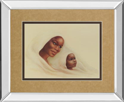 Two Generations - Mirror Framed Print Wall Art - Beige