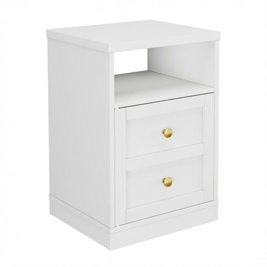 Nightstand With Door & Shelf, 2 Drawer Side Table