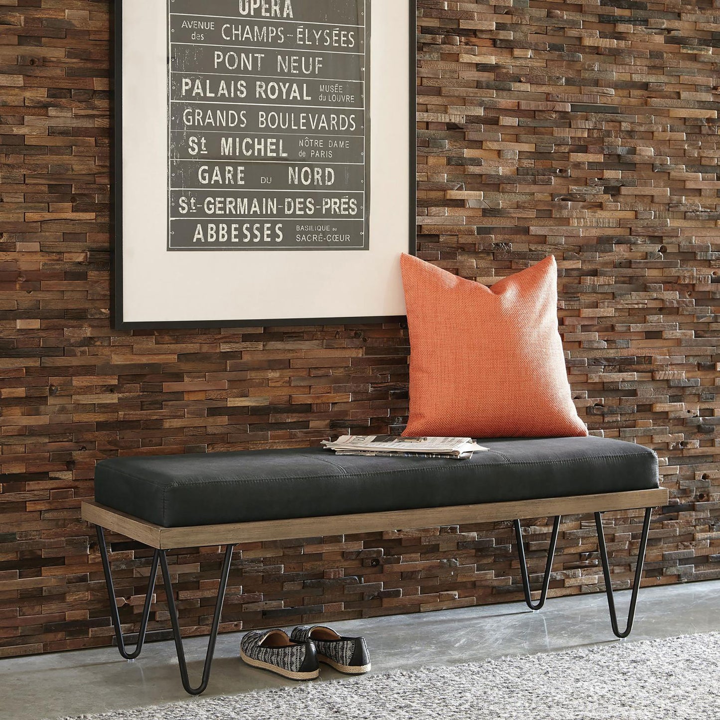 Upholstered Bench - Dark Blue