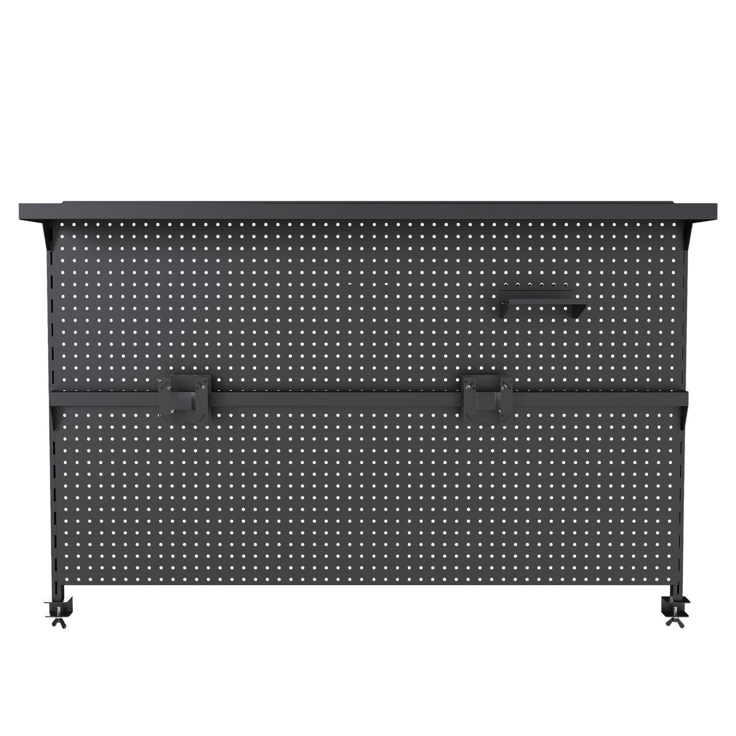 Clamp On Desk Pegboard With Single Monitor Stand