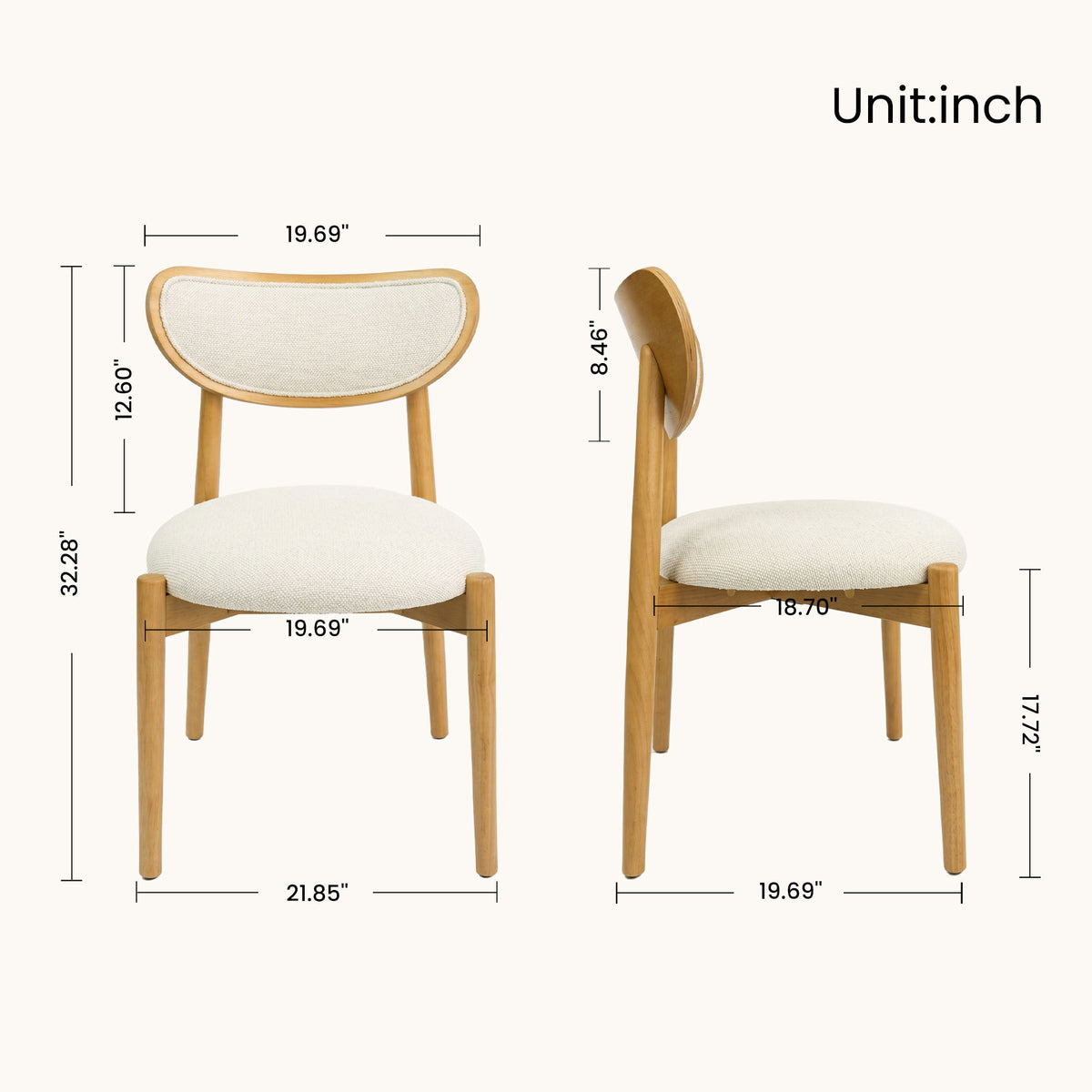 Upholstered Dining Chairs With Dual Post Back Support For Dining Room (Set of 2)