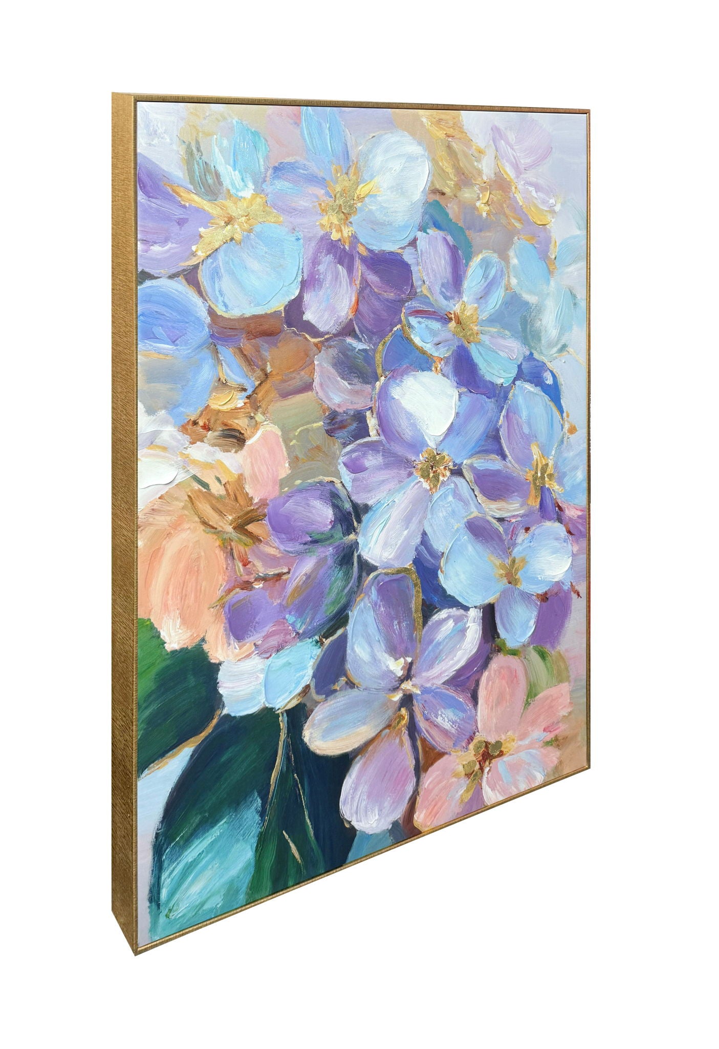 Petal Reverie I Hand-Embellished Canvas In Frame - Blue / Lavender