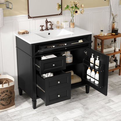 Bathroom Vanity With Top Sink, 2 Drawers And Tip Out Drawer