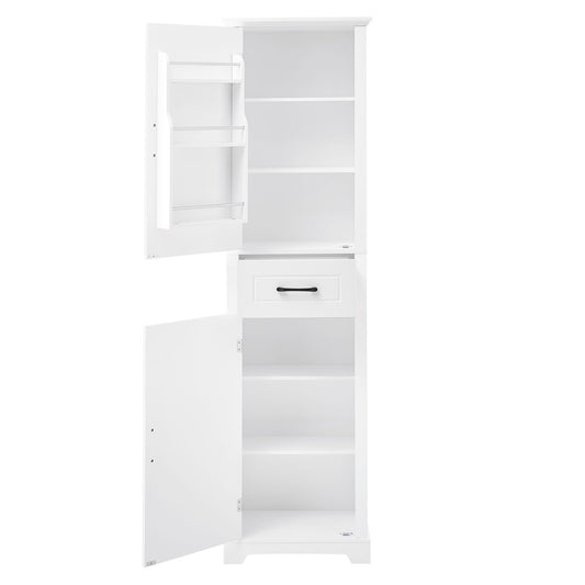 Tall Freestanding Bathroom Storage Cabinet With 2 Doors And Adjustable Shelves