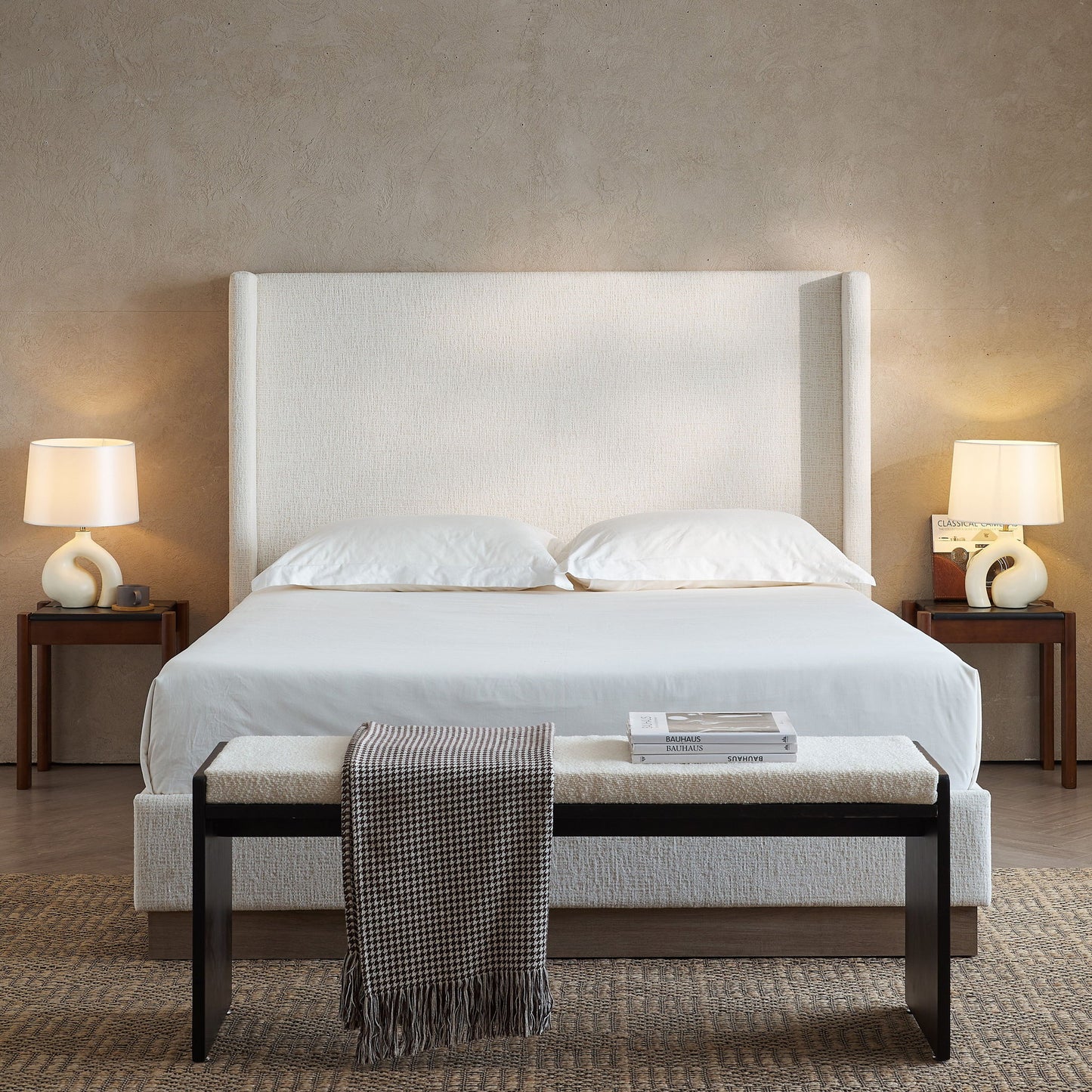 Hosford - Minimalist Upholstered Wingback Bed