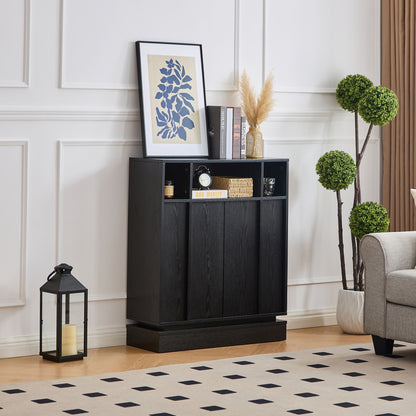 Fluted Sideboard Buffet Cabinet With 2 Doors And Adjustable Shelf, Storage Cabinet For Entryway