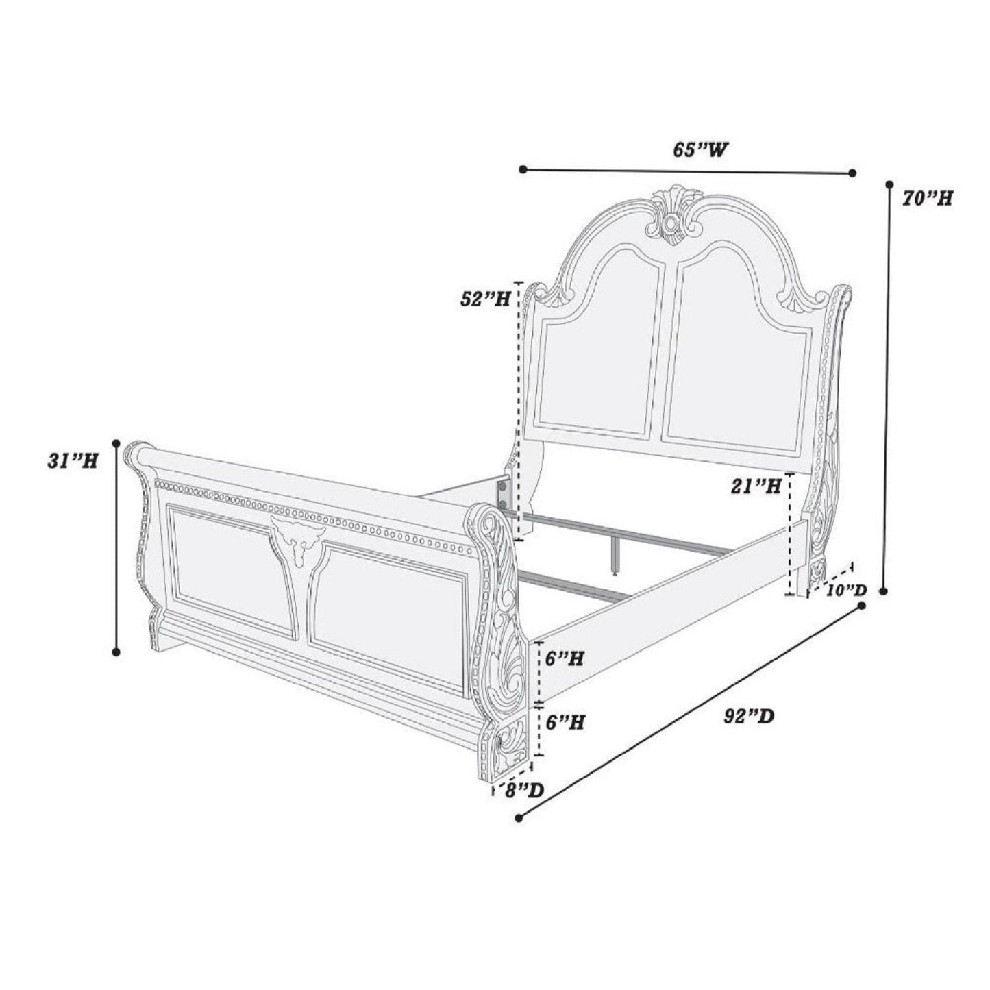 Queen Size Bed Panel Headboard And Footboard - Brown