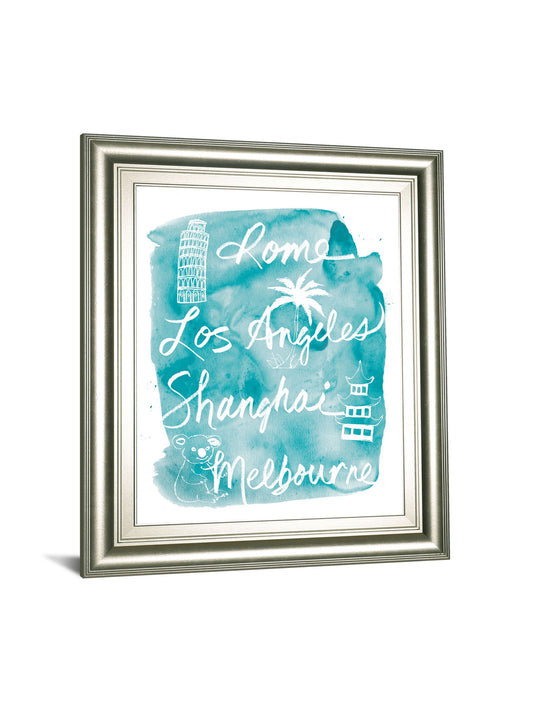 Sightseeing Il By Lottie Fontaine - Framed Print Wall Art - Light Blue