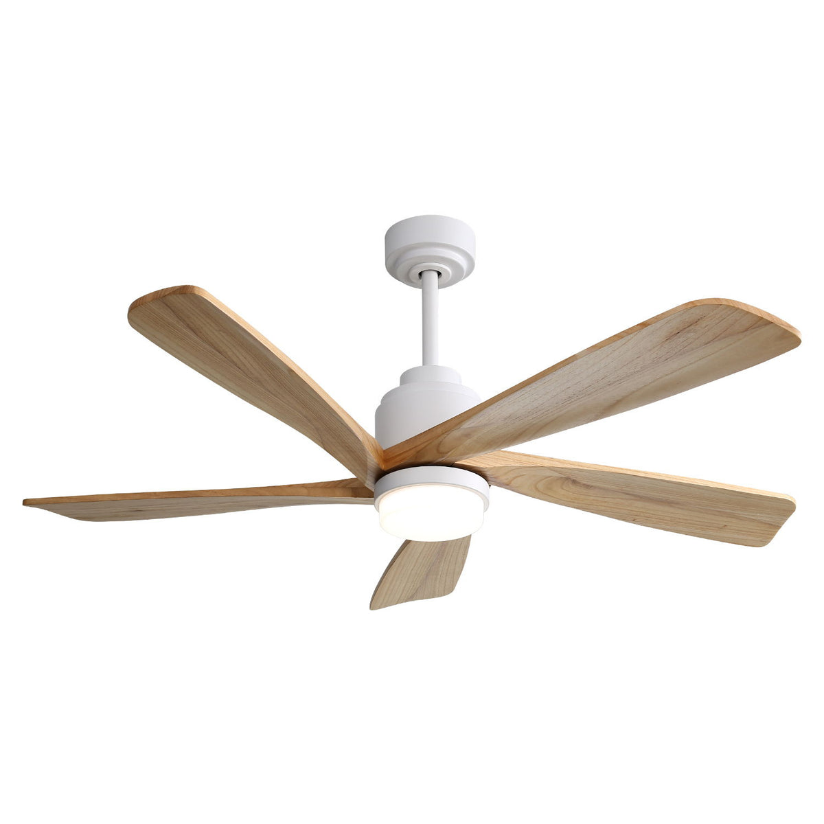 52" Smart Remote Control Ceiling Fan With Dimmable LED Light, 5 Blades, Reversible DC Motor - White