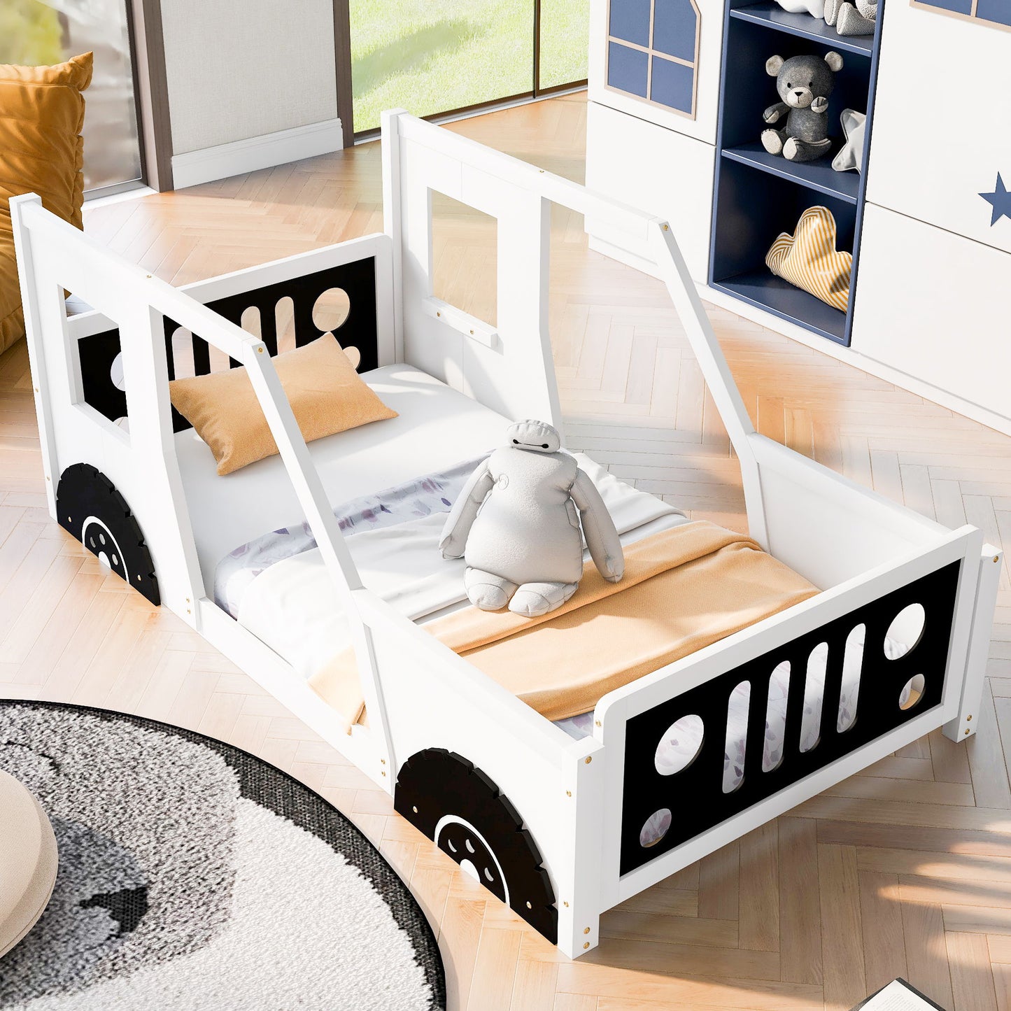 Classic Car Shaped Platform Bed With Wheels