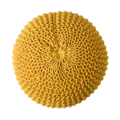 Bordeaux - Knitted Round Pouf Ottoman, Floor Cushion