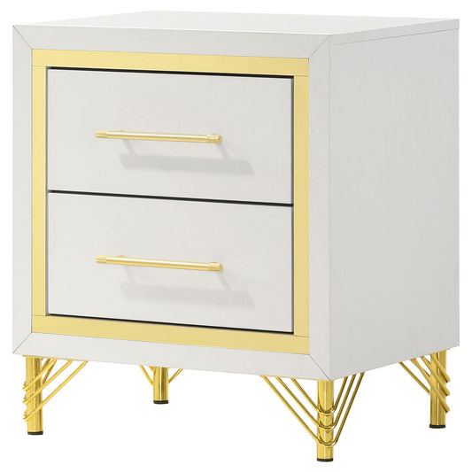 Chesney - 2 Drawer Nightstand With Trim, Bedroom Side Table - White