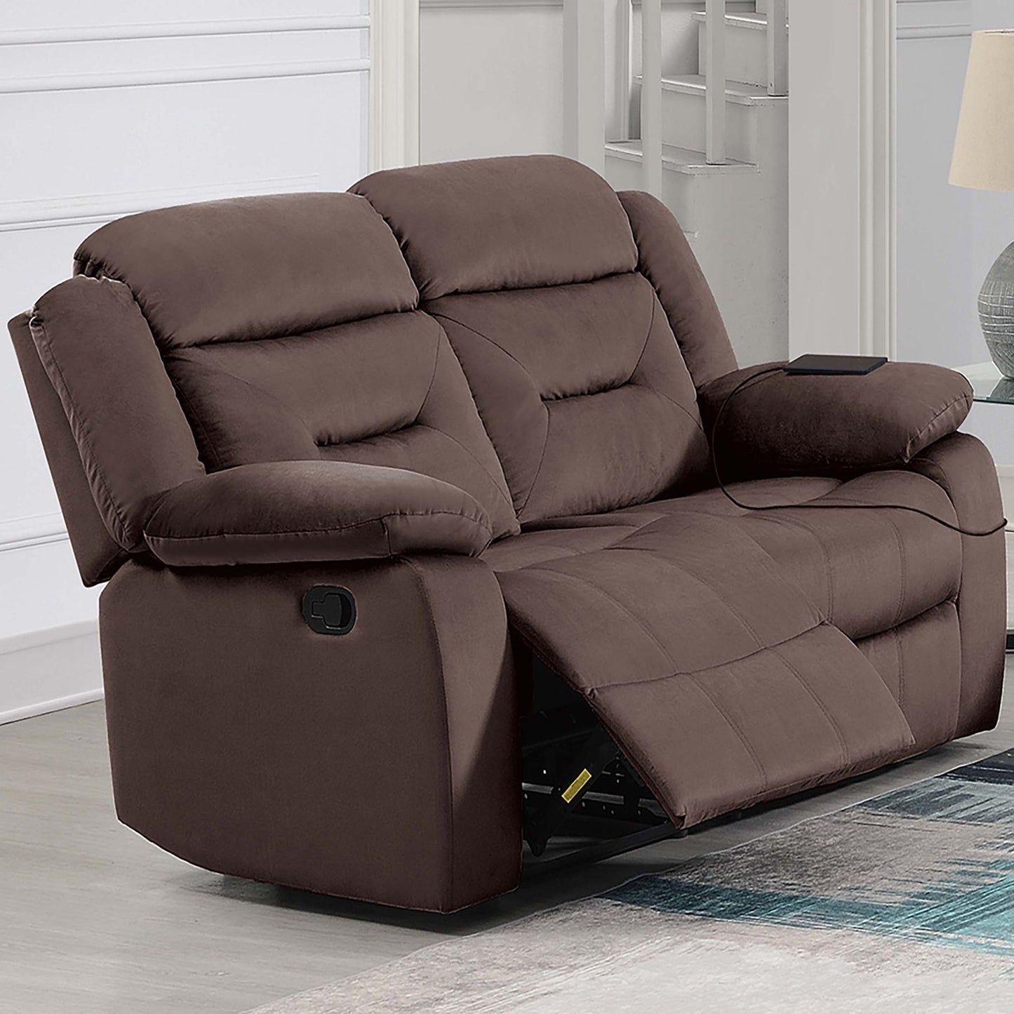 Contemporary Living Room Set With Pillow Arms And Headrest Support