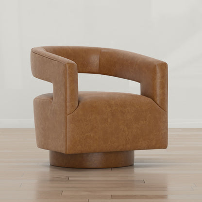 Swivel Accent Chair With Geometric Backrest