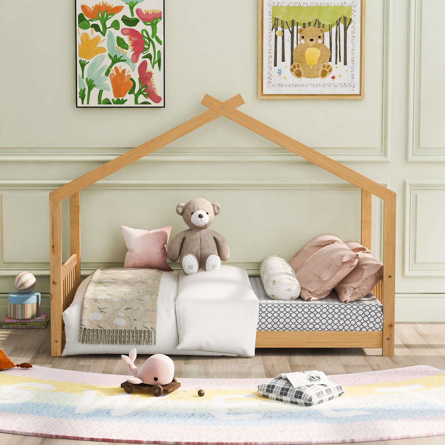 House Platform Bed With Headboard And Footboard, Roof Design