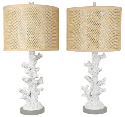 Coral Haven - 26 X 13 - Resin Table Lamp (Set of 2) - Matte White