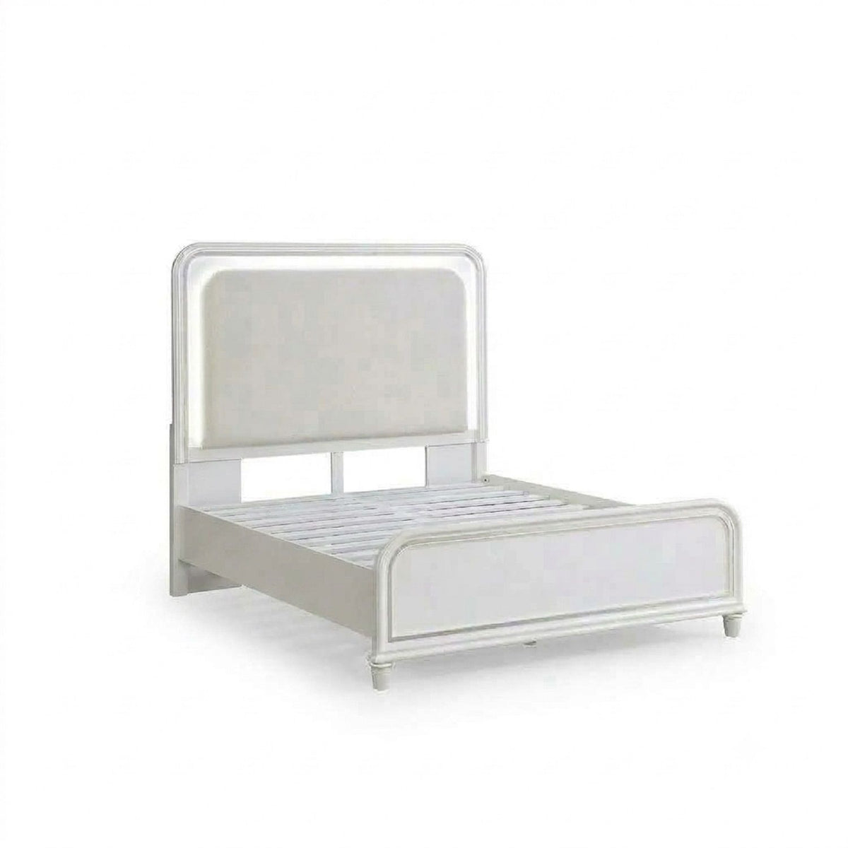 Bed With LED Lights Panel Headboard And Footboard Frame