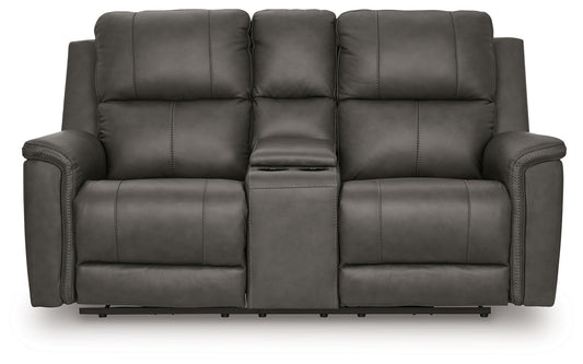 Bleckley - Anchor - Power Reclining Loveseat With Console / Adjustable Headrest