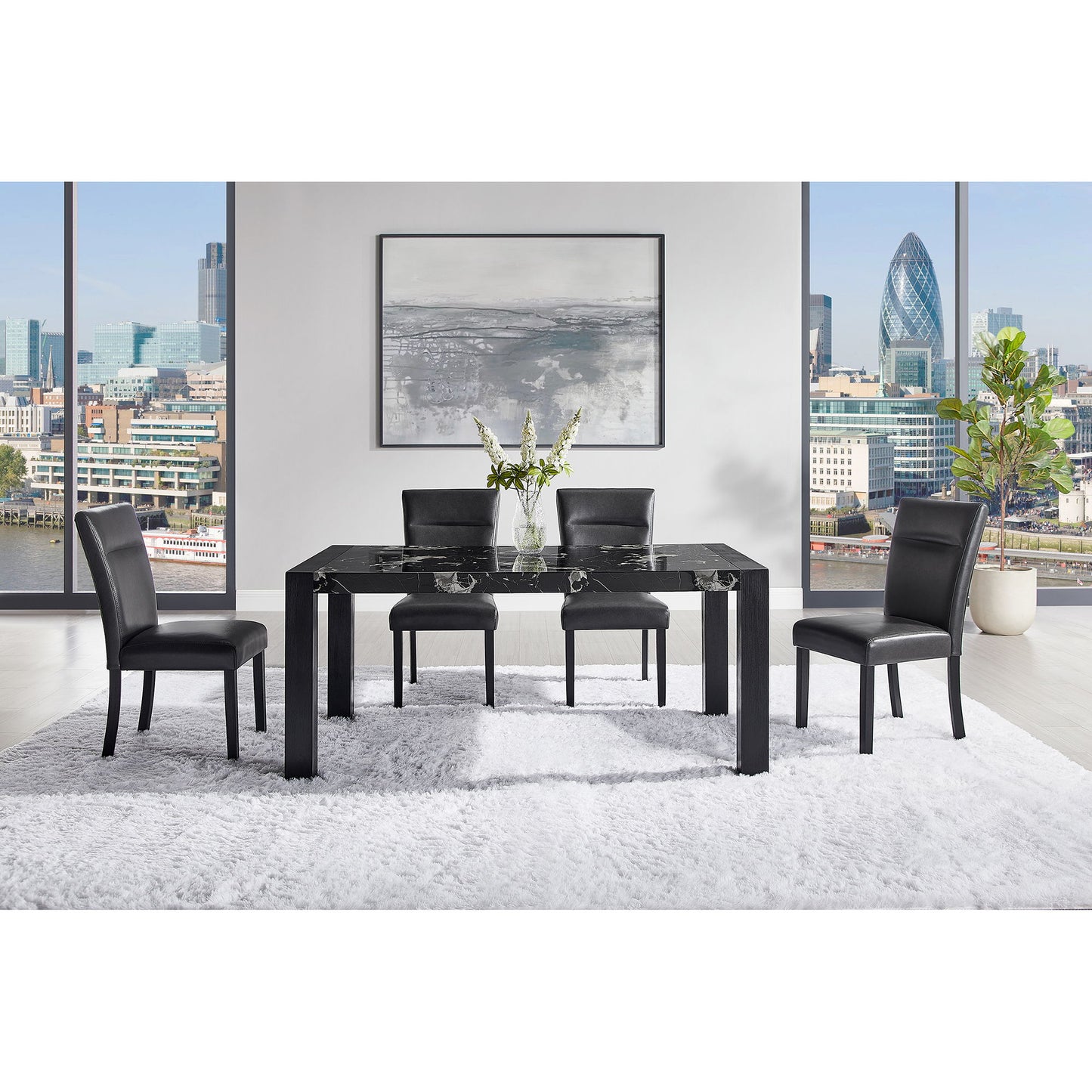 Olga - Dining Chair Set (Set of 2) - Charcoal Black