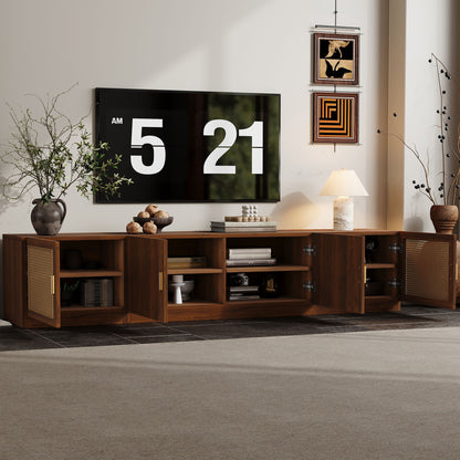 78" TV Stand For TVs Up To 85", Media Console, Adjustable Shelves - Walnut