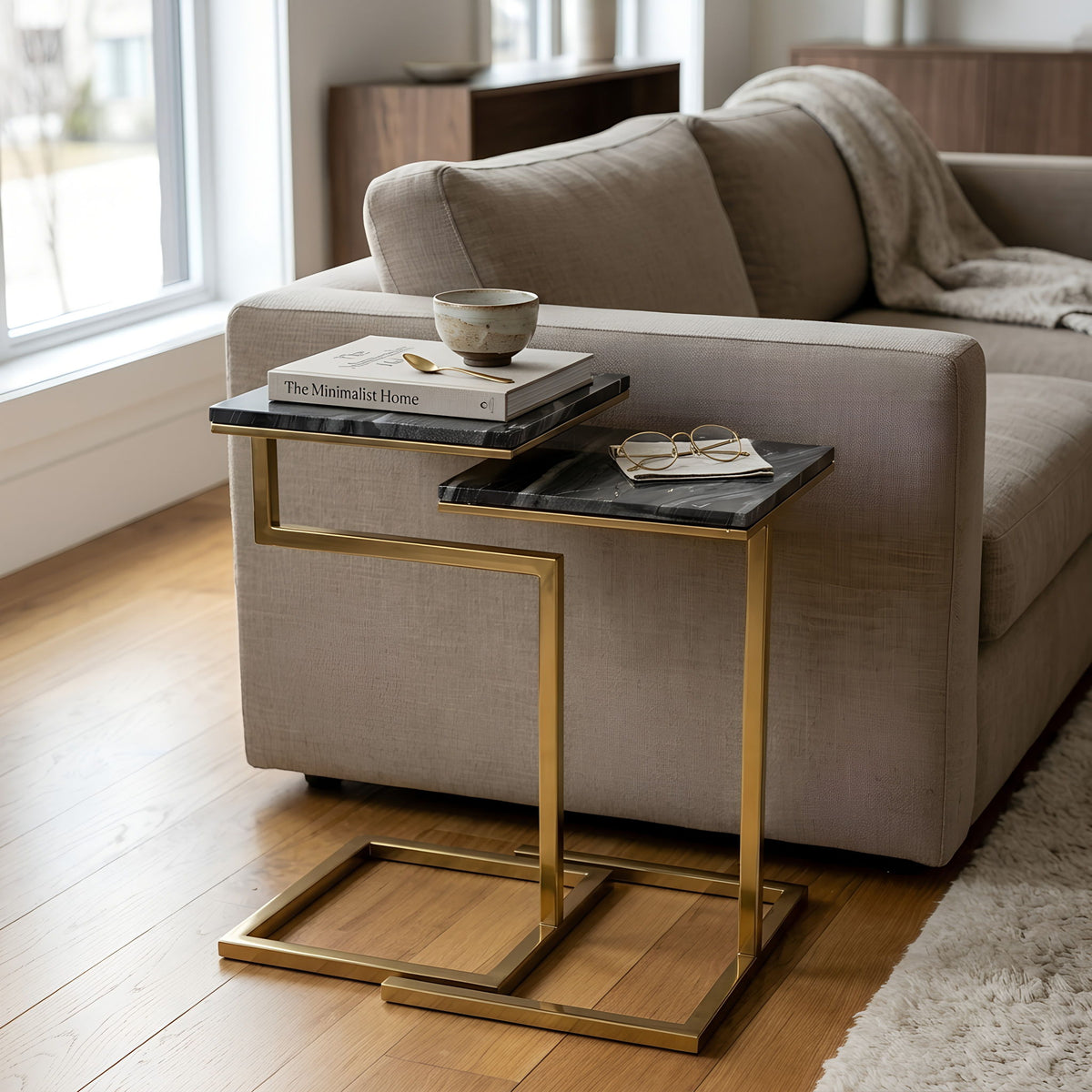 Chamblee - 2 Piece Square Nesting C - Table Set - Gold / Black
