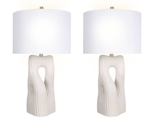 "Eclipse Harmony" Ceramic Table Lamp (Set of 2) - White Rock