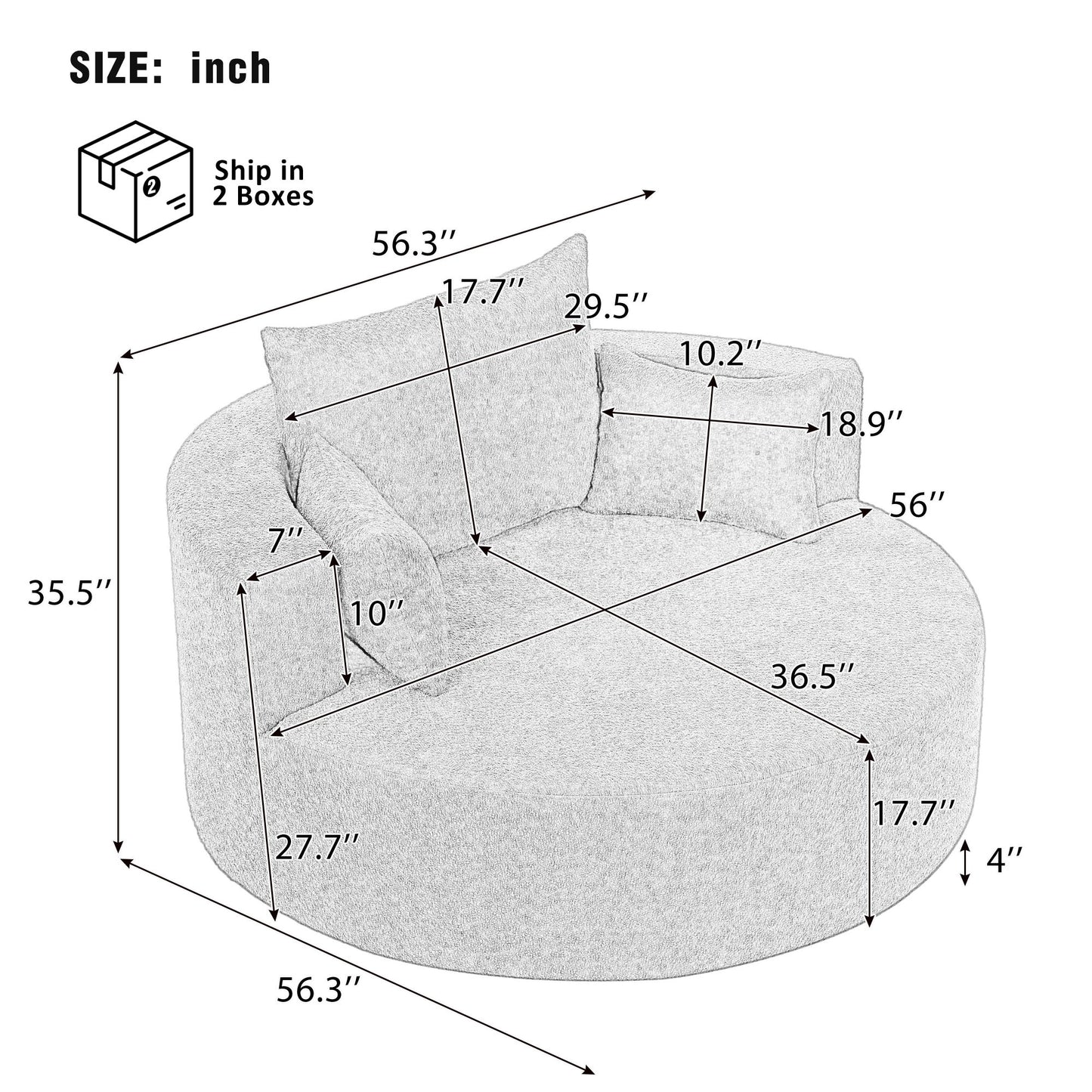 360° Swivel Accent Barrel Chair With 3 Removable Pillows For Living Room