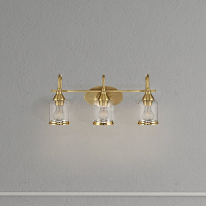3 Lights Brush Vanity Light - Clear / Gold
