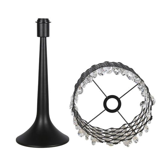 "Crystal Lattice Radiance" Metal And Crystal Table Lamp (Set of 2) - Matt Black / Clear Crystal