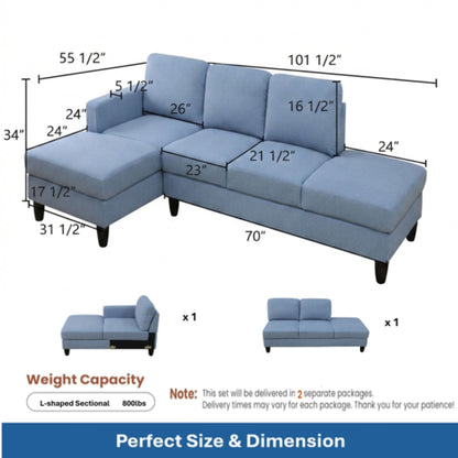 L - Shaped Sectional Sofa With Chaise & Ottoman