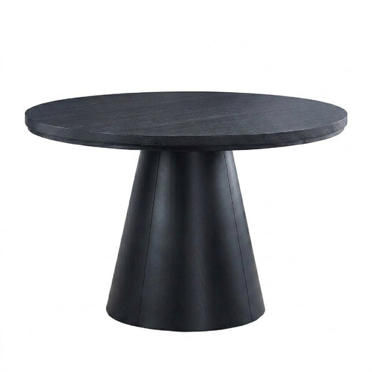 Round Dining Table With Cone Shaped Base - Black