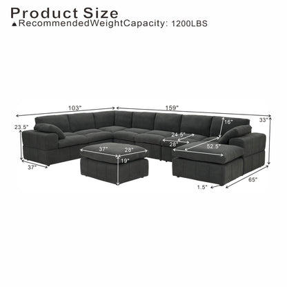 Sectional, Large Arms, Toss Pillows Included