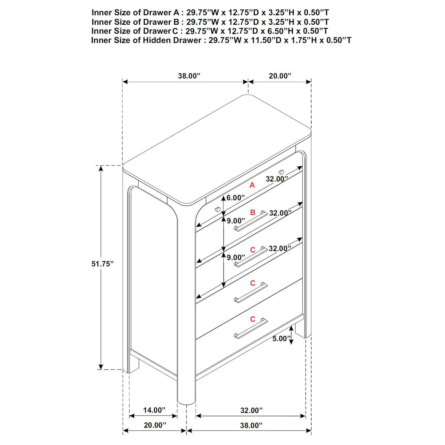Flores - 5 Drawer Chest - Mango Color