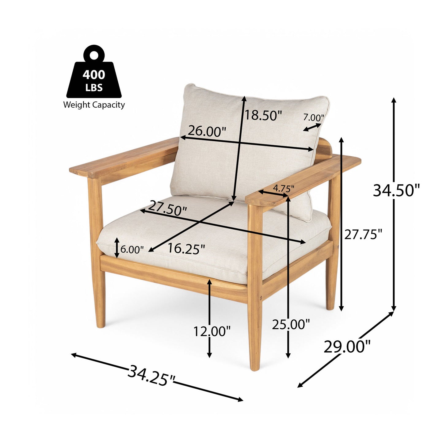 Terassi - Outdoor Lounge Chair (Set of 2) With Cushions - Beige / Light Teak
