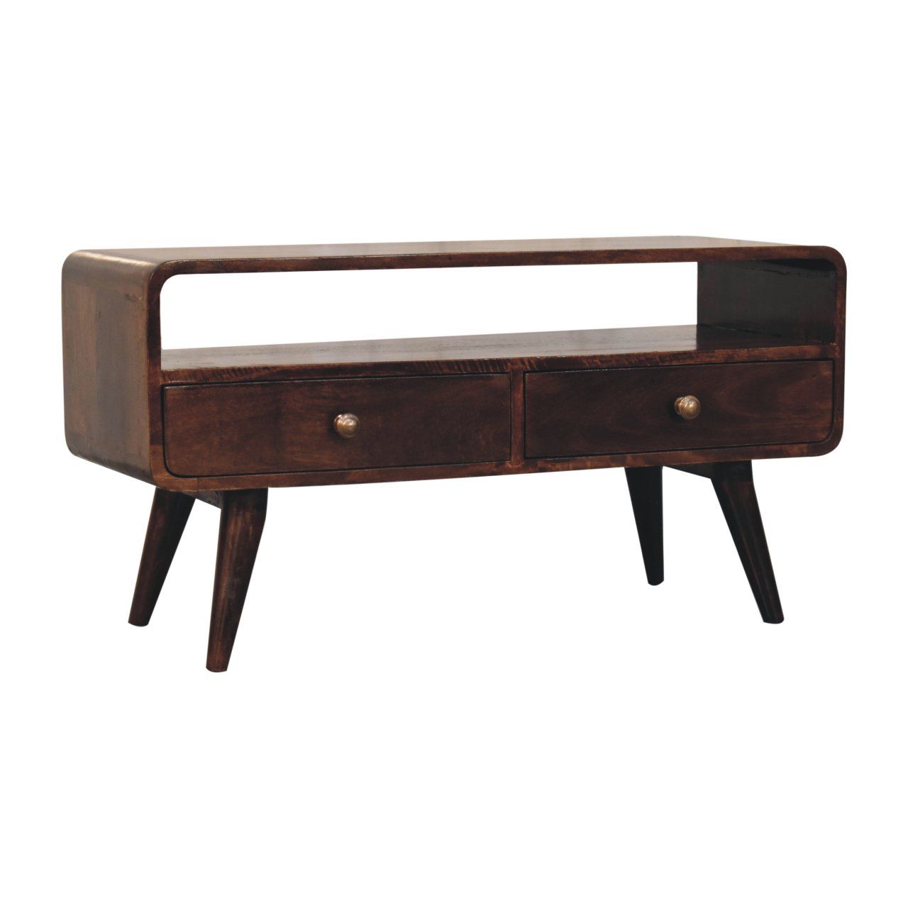 Solid Wood Curved Media Unit