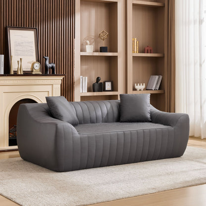 Oversized 2 Seater Loveseat With 2 Decor Throw Pillows, Deep Seat Sofa For Living Rooms