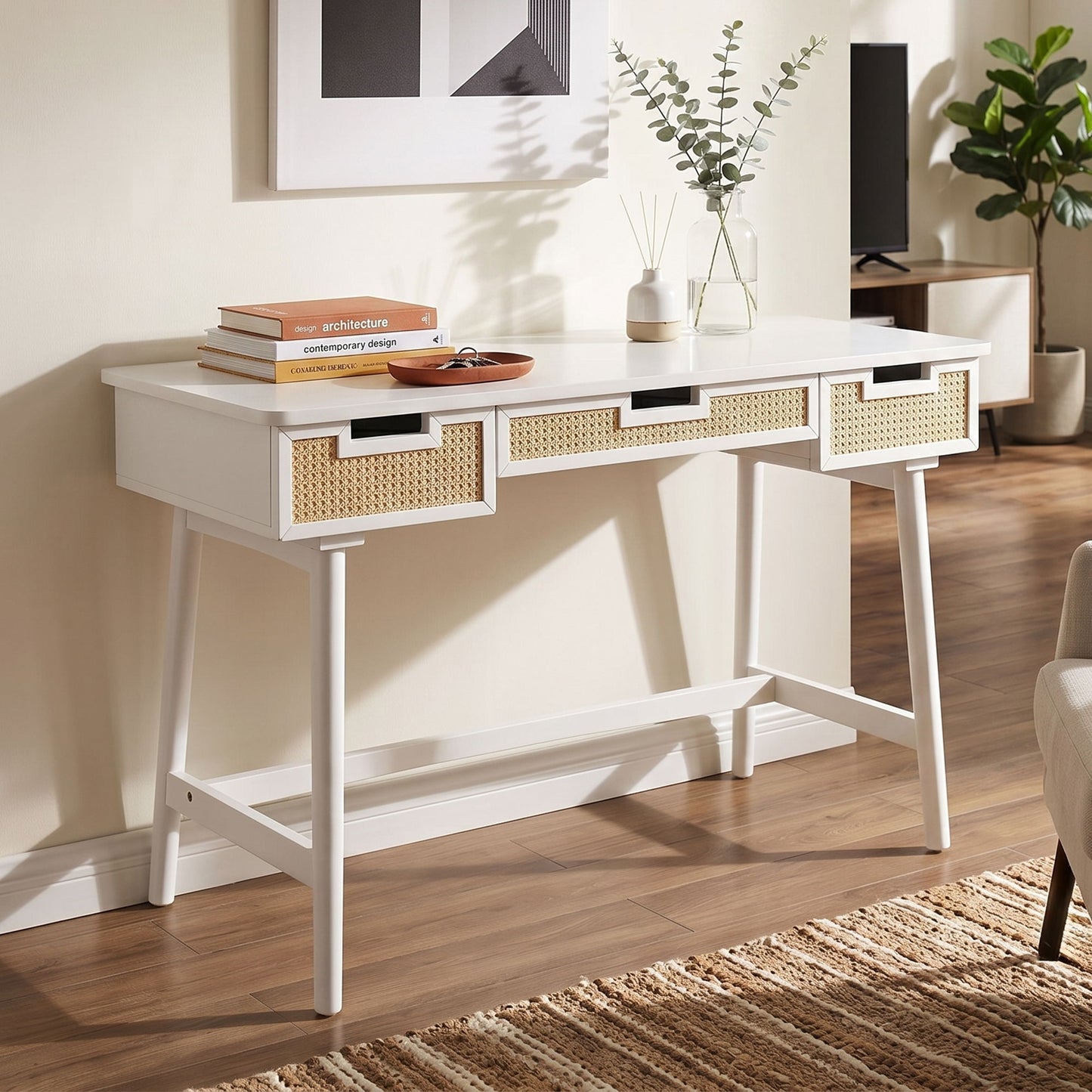 Writing Desk With 3 Drawers For Living Room