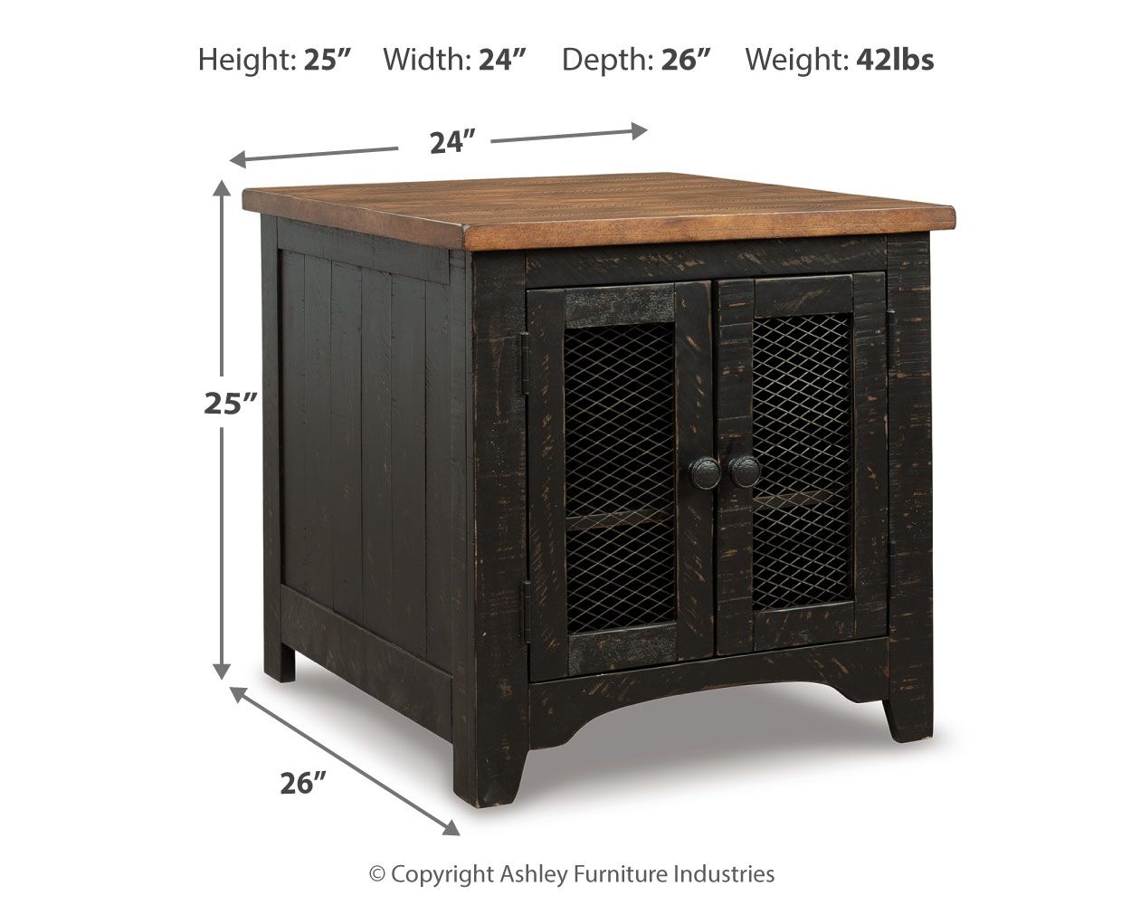 Valebeck - Rectangular End Table - Black / Brown