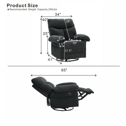 Swivel Rocker Recliner Chair With Manual Recline For Living Room