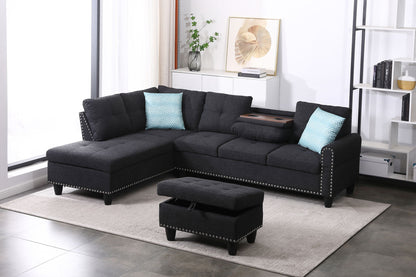 Alger - Left Hand Facing Sofa & Chaise With Ottoman