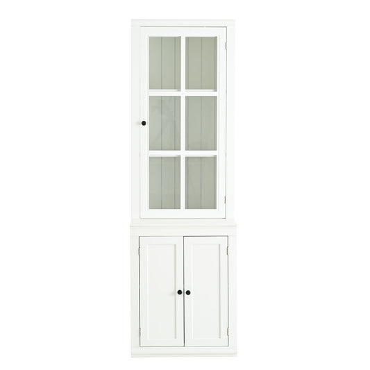 Retro Style Hutch Cabinet With Glass Door, China Cabinet For Home