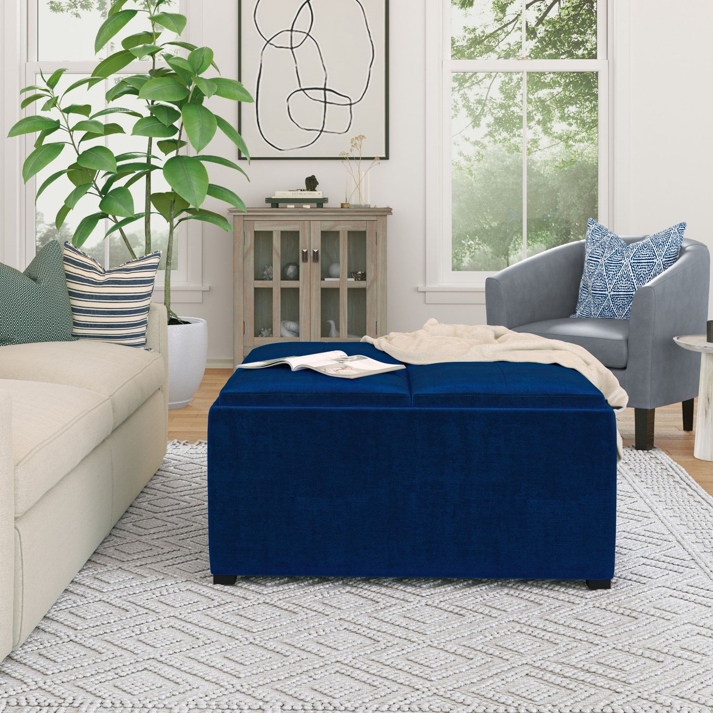 Avalon - Square Coffee Table, Storage Ottoman