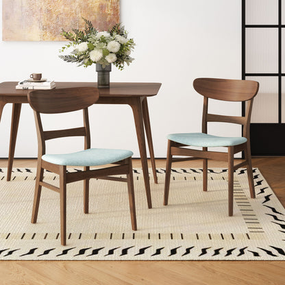 Mid Century Dining Chairs With Cushioned Seats And Wood Frame (Set of 2)