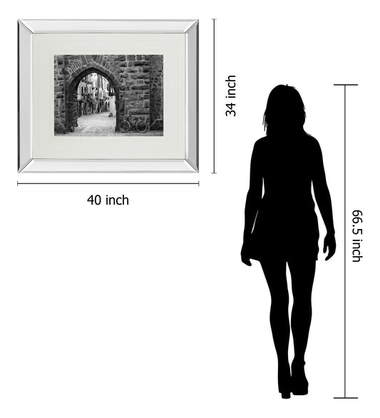 Bicycle Of Riquewihr By Monte Nagler - Mirror Framed Print Wall Art - Dark Gray