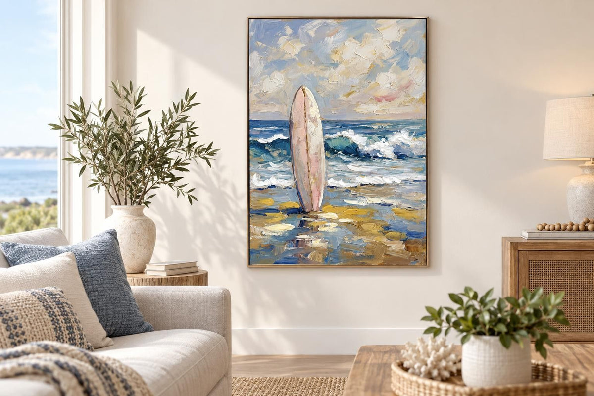 Saltwater Reverie I - 28 X 40 - Hand-Embellished Canvas In Frame - Teal