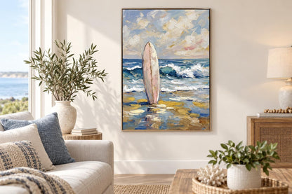 Saltwater Reverie I - 28 X 40 - Hand-Embellished Canvas In Frame - Teal