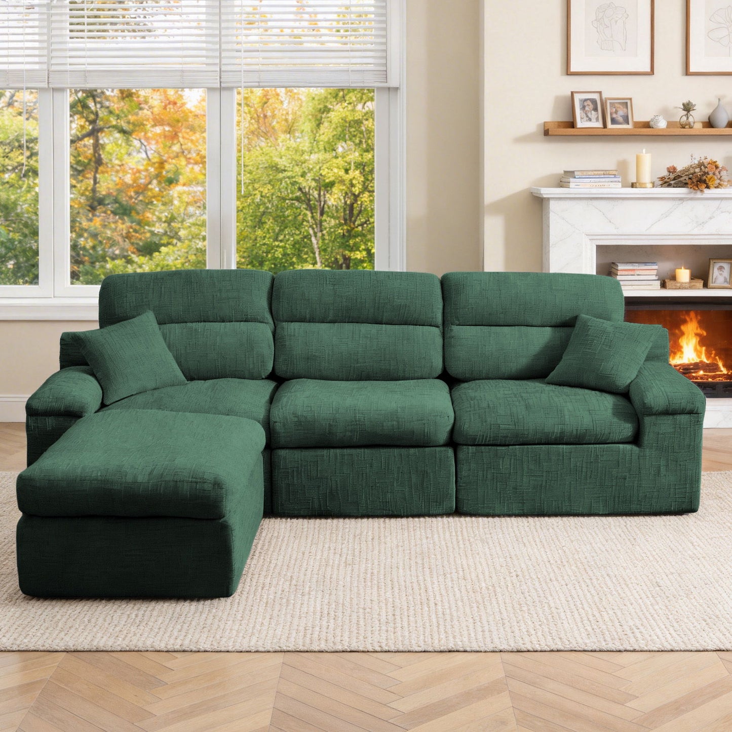 Corner Chaise Sofa With High Backrest