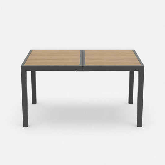 Rectangle Outdoor Patio Table With Slatted Top - Gray