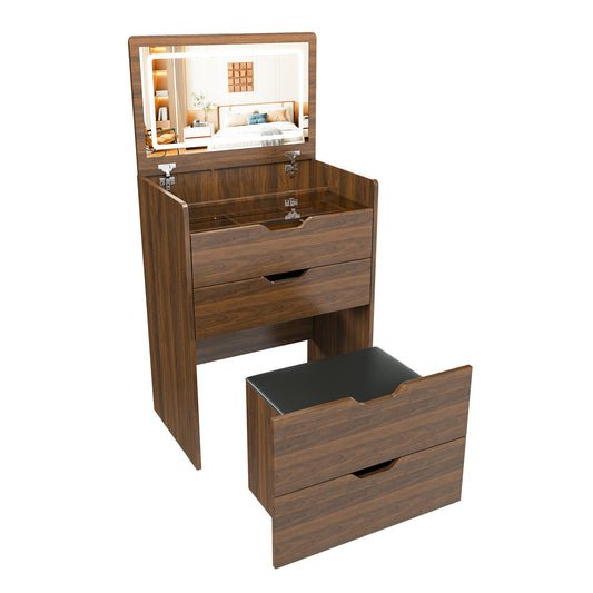 Vanity Desk With Lighted Mirror & Stool